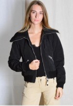 Y2K Black Padded Graphic Embroidered Minimal Bomber Jacket