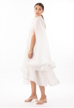 Ruffle Hem and Sleeves Oversized dress in White