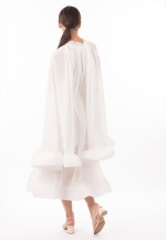 Ruffle Hem and Sleeves Oversized dress in White