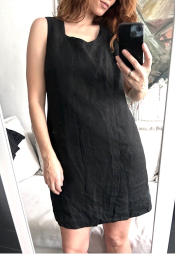 Vintage 90s Black Shift Mini Dress - Large