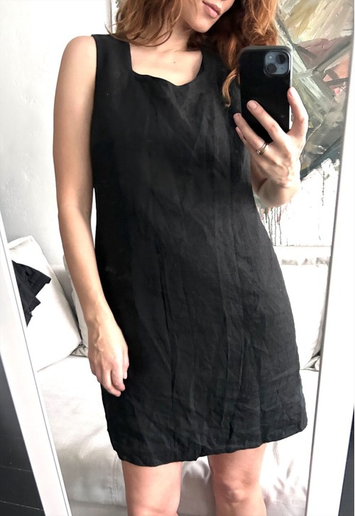 Vintage 90s Black Shift Mini Dress - Large