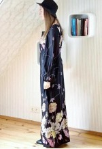 Black maxi floral wide sleeve dress