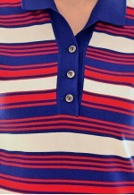 Knitted blue and red striped dress