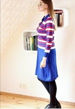 Knitted blue and red striped dress