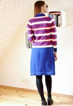 Knitted blue and red striped dress
