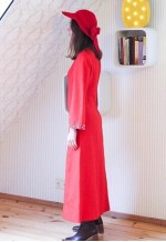 Bright red orange long wide sleeve vintage Indian dress