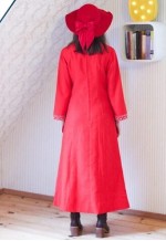 Bright red orange long wide sleeve vintage Indian dress