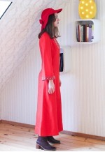 Bright red orange long wide sleeve vintage Indian dress