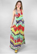 Vera Mont 70's Vintage Halter Neck Print Maxi Dress