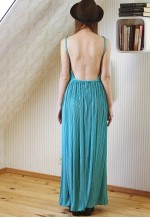 Green mermaid maxi pleated open back dress
