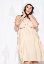 Antique 20s Vintage Slip Dress in Beige Cotton
