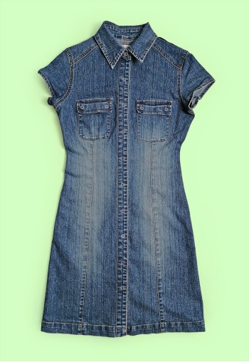 PIMKIE Vintage 90's Button Down Jean Denim Dress Grunge
