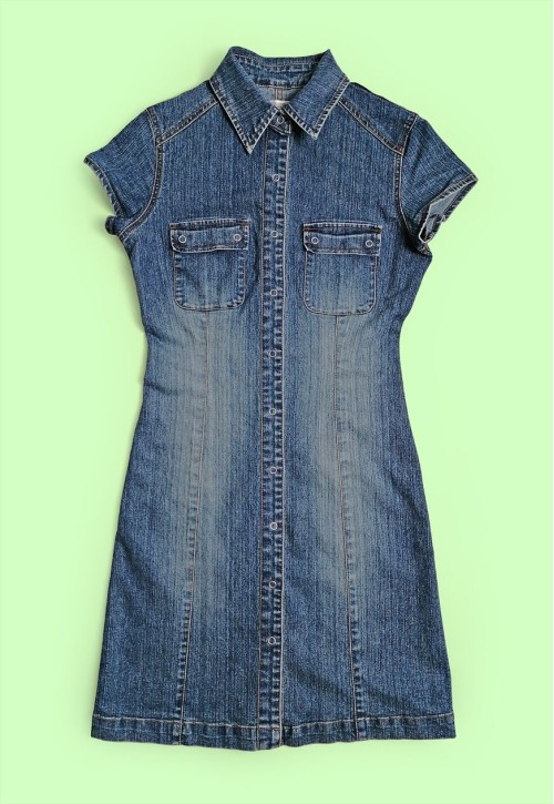 PIMKIE Vintage 90's Button Down Jean Denim Dress Grunge