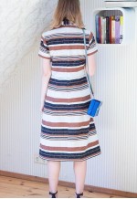 Brown black and white striped vintage dress