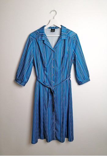 80's Shirt Dress Deadstock Scarf Saddle Print Retro