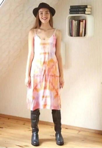 Pastel colorful belted ombre cami tie dye dress