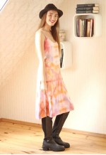 Pastel colorful belted ombre cami tie dye dress