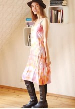 Pastel colorful belted ombre cami tie dye dress