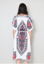 70's Vintage Ladies Dress White Cotton Hippy Lurex Midi