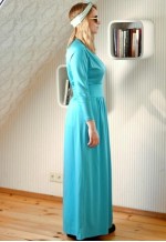 Blue maxi long belted vintage dress