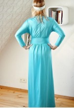 Blue maxi long belted vintage dress