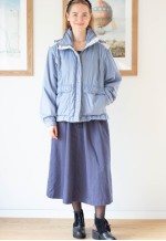Light blue vintage hooded outerwear jacket coat