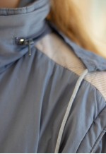 Light blue vintage hooded outerwear jacket coat