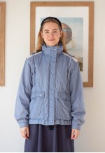 Light blue vintage hooded outerwear jacket coat