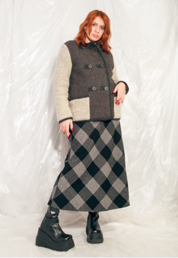 Vintage Wool Coat 80s Preppy Cottagecore Jacket in Brown