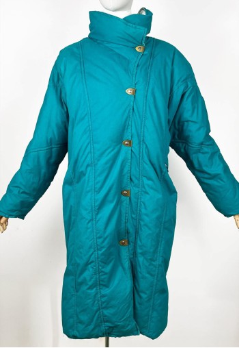 Vintage Italian Long Puffer Jacket, 1980's Goose Down puffer